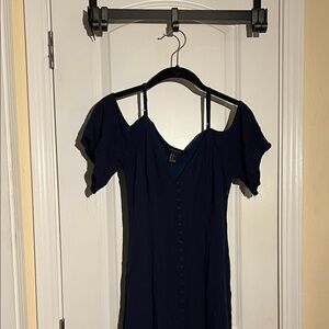 Forever 21 Deep Blue V-Neck Blouse